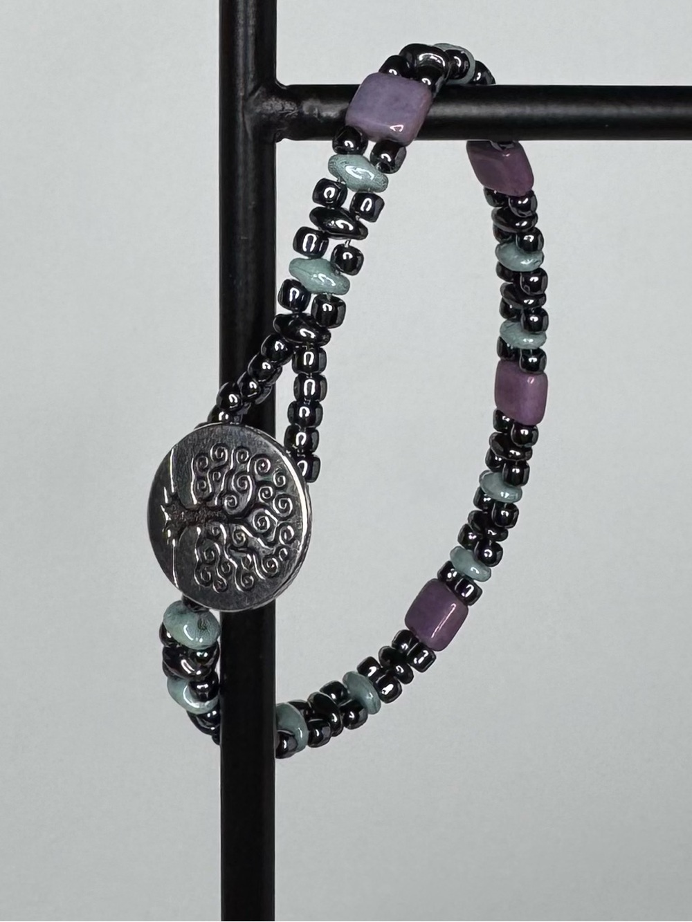 Hand Made CzechMate & SuperDuo Hematite Beaded Wrap Bracelet Lavender 6.75” NWT - Picture 11 of 11